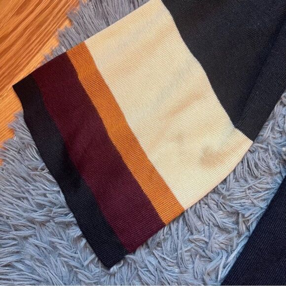 Cliche Navy Blue Striped Colorblock Bell Sleeve Wool Pullover Sweater Size 2X - Picture 4 of 7